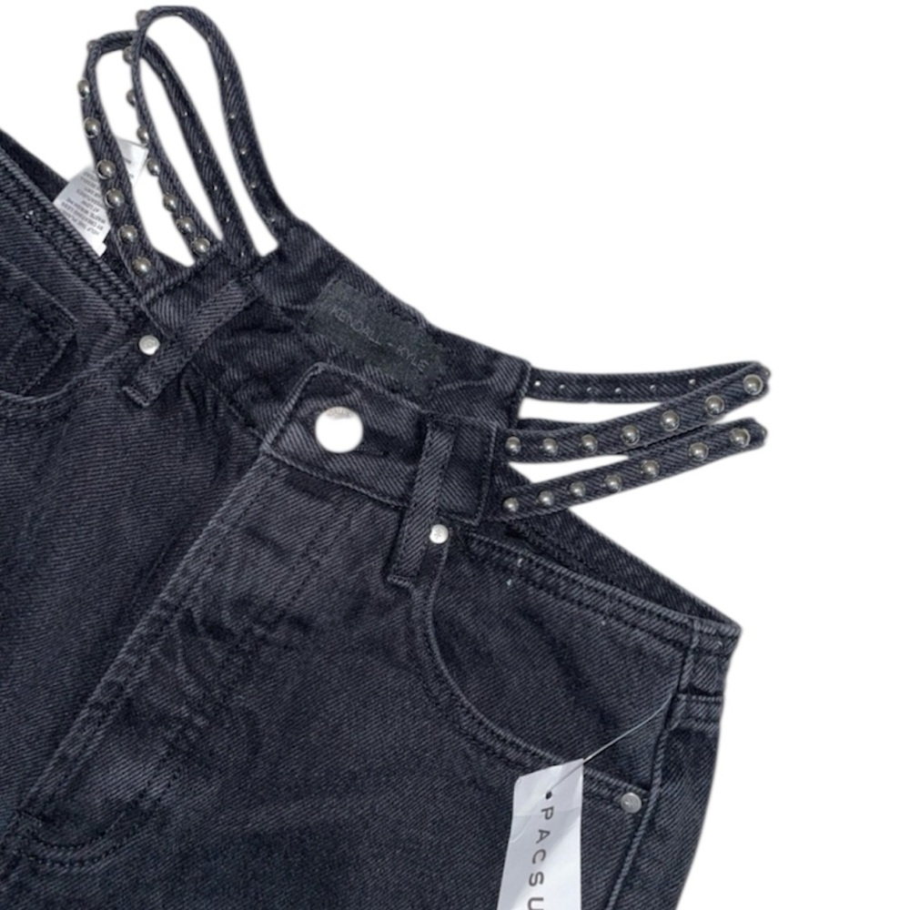 Kendall & Kylie Gray Straight Leg Jeans with‎ Studded Waist Straps - Picture 6 of 10